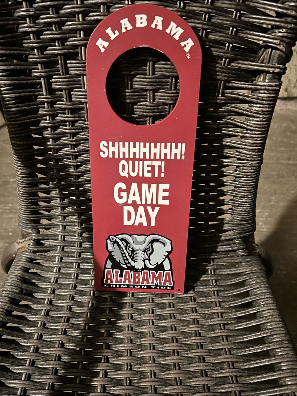 Crimson Tide Red 'Shhh! Quiet! Game Day' Door Hanger
